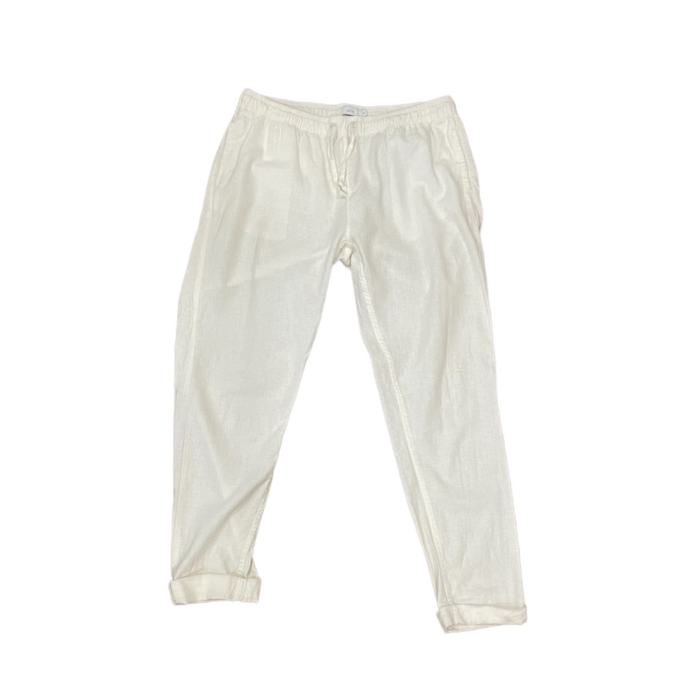 Onia Ella Linen Blend Creamy White Drawstring Pants Large